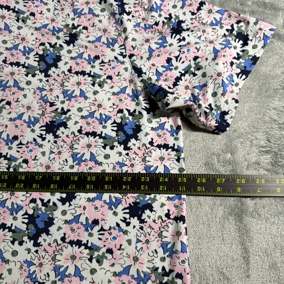 Puma Arnold Palmer Golf Polo Shirt All Over Floral Print Navy Pink Collar XL - Picture 8 of 10